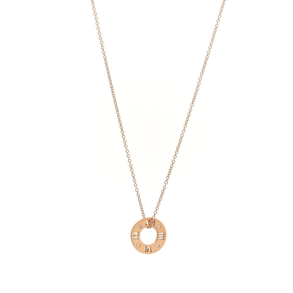 Tiffany 18K Rose Gold Diamond Atlas Pierced Pendant Necklace